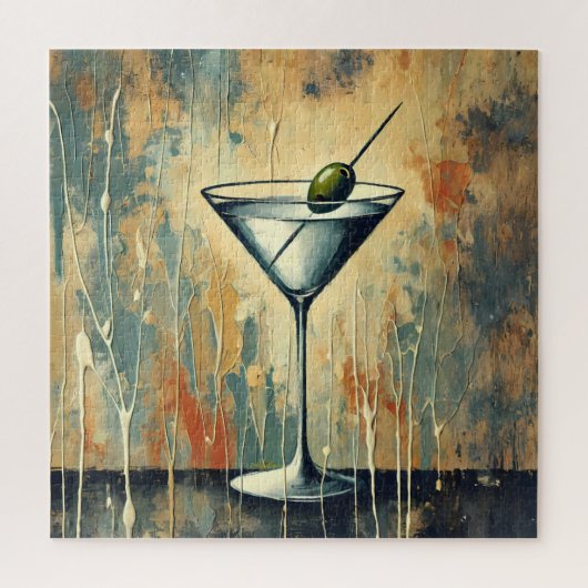 Mid Century Mixed Media Martini Art ジグソーパズル (縦)