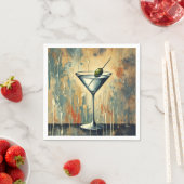 Mid Century Mixed Media Martini Art スタンダードカクテルナプキン (インサイチュ)