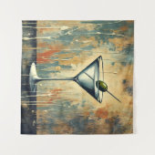 Mid Century Mixed Media Martini Art タペストリー (正面(横))