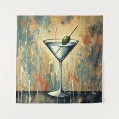 Mid Century Mixed Media Martini Art タペストリー (正面)