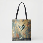 Mid Century Mixed Media Martini Art トートバッグ (正面)