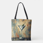 Mid Century Mixed Media Martini Art トートバッグ (裏面)