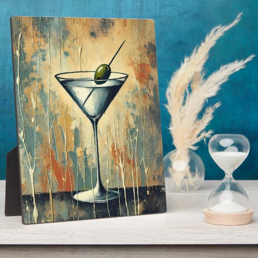 Mid Century Mixed Media Martini Art フォトプラーク (側面)