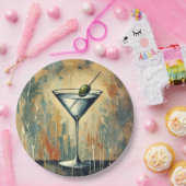 Mid Century Mixed Media Martini Art ペーパープレート (パーティー)