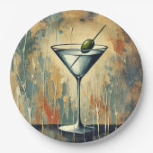 Mid Century Mixed Media Martini Art ペーパープレート (正面)