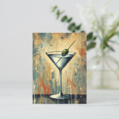 Mid Century Mixed Media Martini Art ポストカード (スタンド正面)
