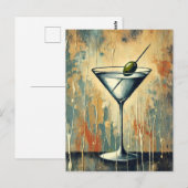 Mid Century Mixed Media Martini Art ポストカード (正面/裏面)