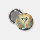 Mid Century Mixed Media Martini Art マグネット (正面/裏面)