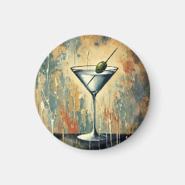 Mid Century Mixed Media Martini Art マグネット