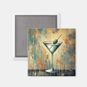 Mid Century Mixed Media Martini Art マグネット (正面/裏面)