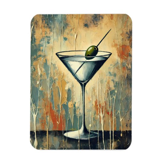 Mid Century Mixed Media Martini Art マグネット (縦)