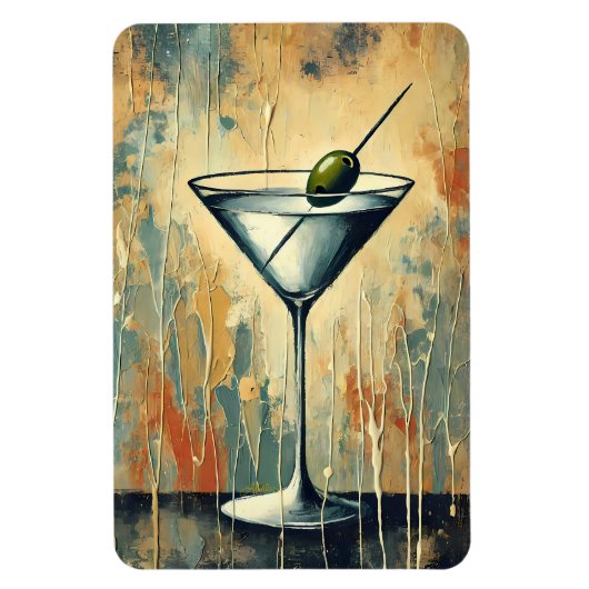 Mid Century Mixed Media Martini Art マグネット (縦)