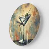 Mid Century Mixed Media Martini Art ラージ壁時計 (傾斜)
