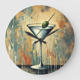 Mid Century Mixed Media Martini Art ラージ壁時計