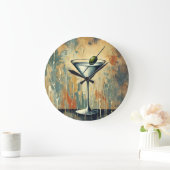 Mid Century Mixed Media Martini Art ラージ壁時計 (ホーム)