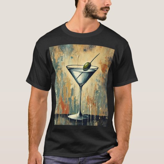 Mid Century Mixed Media Martini Art Tシャツ (正面)