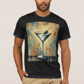 Mid Century Mixed Media Martini Art Tシャツ (正面)