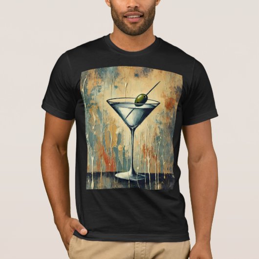 Mid Century Mixed Media Martini Art Tシャツ (正面)
