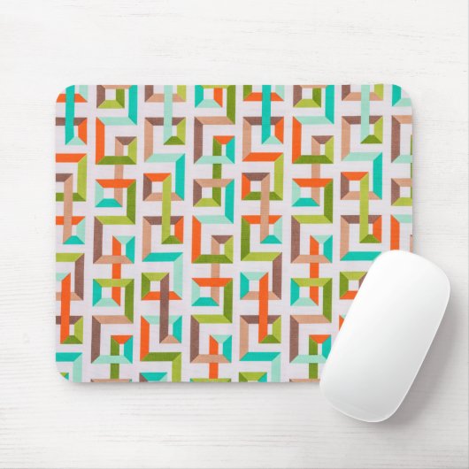 Mid-Century Modern 3D Geometric Maze Mouse Pad マウスパッド (マウス)