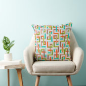Mid-Century Modern 3D Geometric Maze Throw Pillow クッション (椅子)