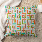 Mid-Century Modern 3D Geometric Maze Throw Pillow クッション (ブランケット)