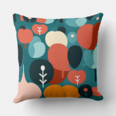 Mid-Century Modern Abstract Forest Pillow クッション (裏面)