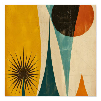 Mid Century Modern Abstract Geometric Art Design ポスター