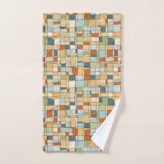 Mid-Century Modern Abstract Geometric Hand Towel – ハンドタオル (ハンドタオル)