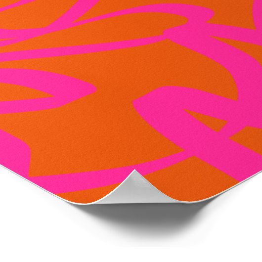 Mid Century Modern Abstract Lines Orange And Pink ポスター (角)