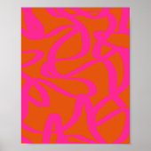 Mid Century Modern Abstract Lines Orange And Pink ポスター (正面)