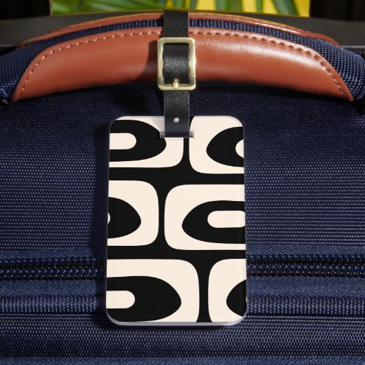 Mid Century Modern Abstract Minimal Black & Cream ラゲッジタグ (正面インサイチュ2)