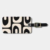 Mid Century Modern Abstract Minimal Black & Cream ラゲッジタグ (正面横)