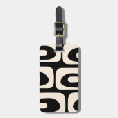 Mid Century Modern Abstract Minimal Black & Cream ラゲッジタグ (正面縦)