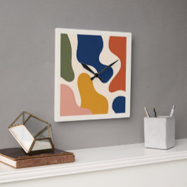 Mid-Century Modern Abstract Organic Shapes Square  スクエア壁時計