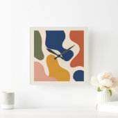 Mid-Century Modern Abstract Organic Shapes Square スクエア壁時計 (ホーム)