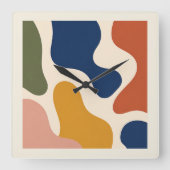 Mid-Century Modern Abstract Organic Shapes Square スクエア壁時計 (正面)