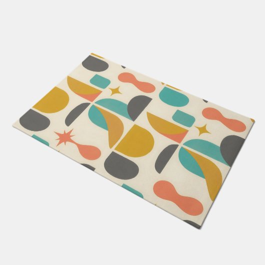 Mid Century Modern Abstract Pattern ドアマット (アングル)