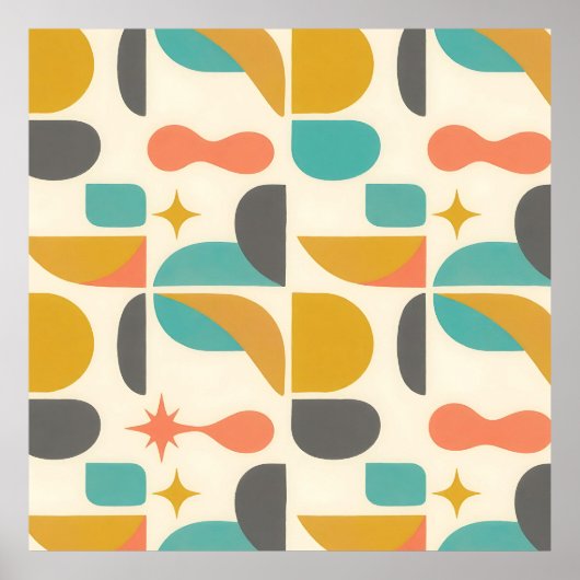 Mid Century Modern Abstract Pattern ポスター (正面)
