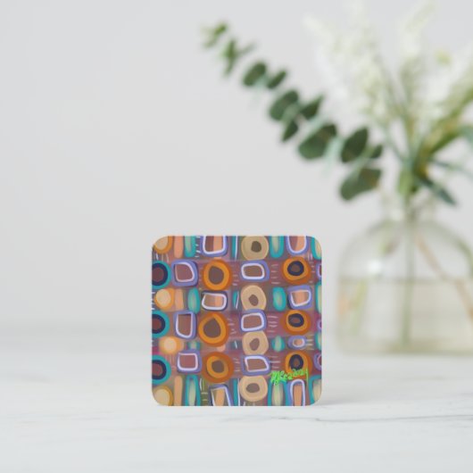 Mid Century Modern Abstract Pattern Creative スクエア名刺 (スタンド正面)