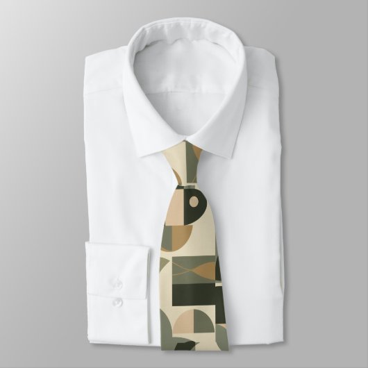 Mid Century Modern Abstract Pattern Sage Green ネクタイ (タイ)