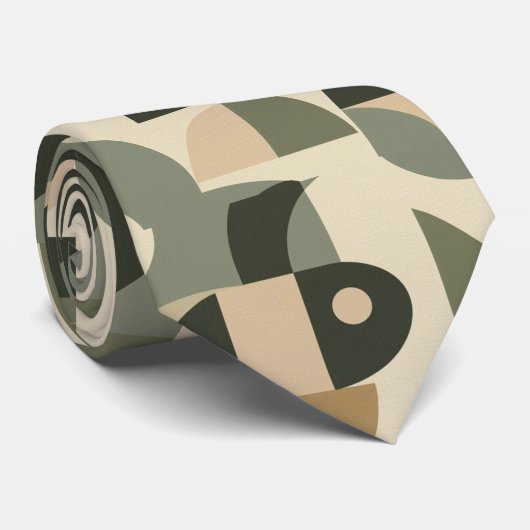Mid Century Modern Abstract Pattern Sage Green ネクタイ (ロール)