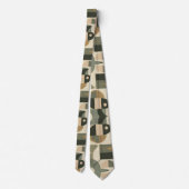 Mid Century Modern Abstract Pattern Sage Green ネクタイ (裏面)