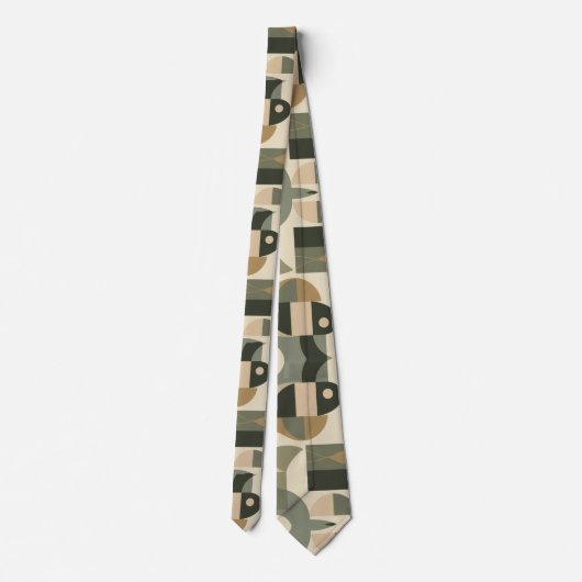 Mid Century Modern Abstract Pattern Sage Green ネクタイ (裏面)