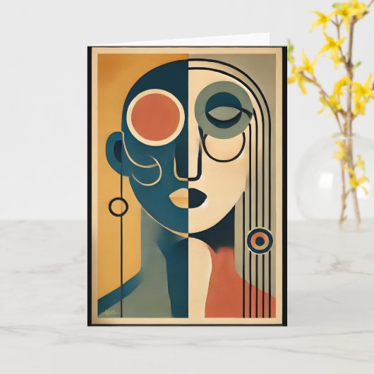 Mid Century Modern Art Abstract Nonconforming カード (黄色い花)