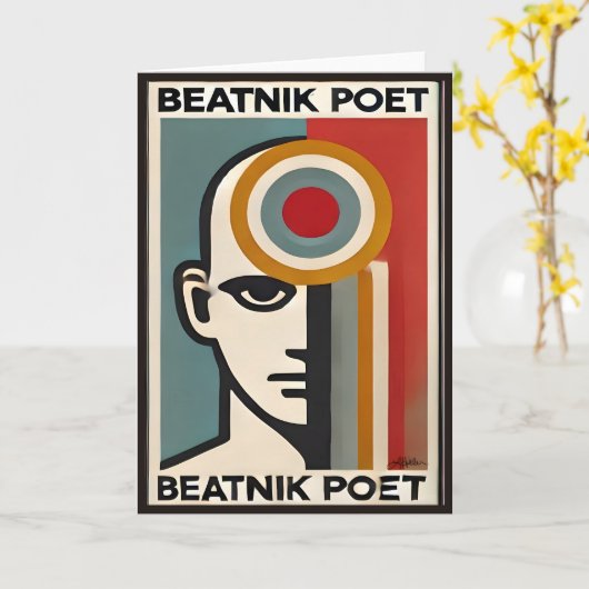 Mid Century Modern Art Beatnik Poet カード (黄色い花)