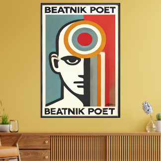 Mid Century Modern Art Beatnik Poet キャンバスプリント