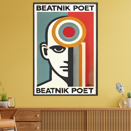 Mid Century Modern Art Beatnik Poet キャンバスプリント (インサイチュ (リビング))
