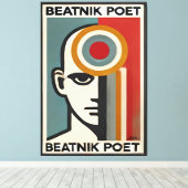 Mid Century Modern Art Beatnik Poet キャンバスプリント (インサイチュ (ウッドフロア))