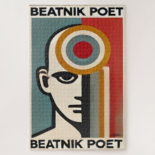 Mid Century Modern Art Beatnik Poet ジグソーパズル (縦)