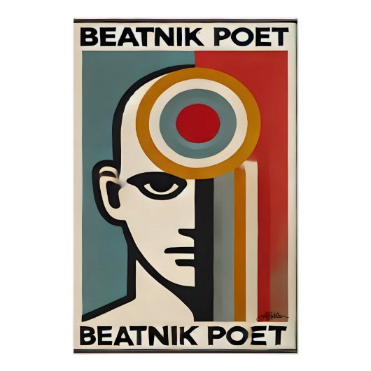 Mid Century Modern Art Beatnik Poet ポスター (正面)